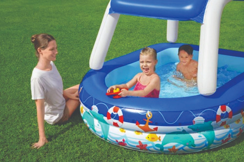 Alberca Inflable C/ Techo Removible Dec. Barco Bestway 54370