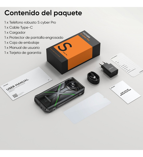 Celular Doogee S Cyber Pro Dual Sim 512 Gb Rom 12 Gb Ram Smartphone Cámara Principal De 50 Mp Pantalla Ips De 6.6 120hz Helio G100 33w Carga Rápida