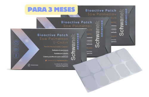 Parche X 3 Schwanek Transdérmico Anticaída Fortalecimiento Productos Que Estimulan El Crecimiento Del Cabello Nutriendolo Con Nueva Tecnología De Absorción De Activos