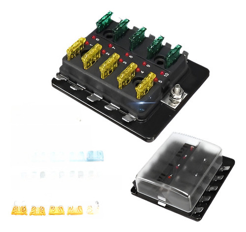 Caja De Conector De 12v-32v 10 Camino Cuchilla Fusible Led I