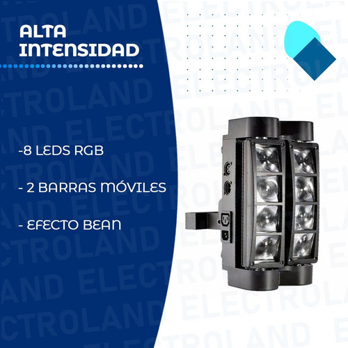 Imagen 4 de 10 de Mini Spider Cabezal Móvil Luces Rgb Doble Barra Led 8 Leds