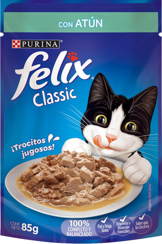 Alimento Gato Sobre Purina Felix Adulto Atún En Salsa 85g Np