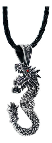 Dije Serpiente Quetzalcóatl Plata 925 Cordón Piel Genuina