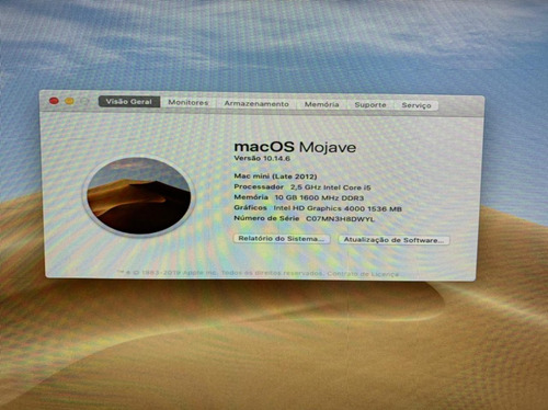 Mac Mini I5 2,5 Ghz 10gb Ram 500gb Hd Late 2012