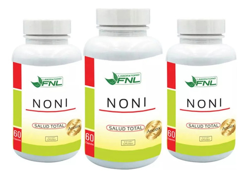 Pack Noni Fnl 180 Cápsulas 3 Frascos 3x60 Caps Sabor Natural