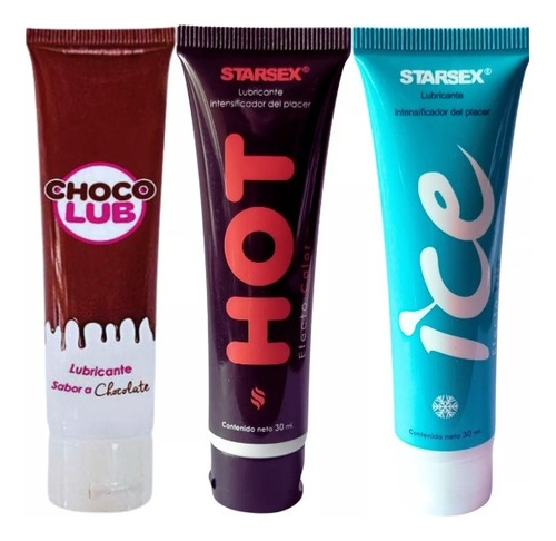 Pack Lubricante En Gel Efecto Calor + Frio + Chocolate