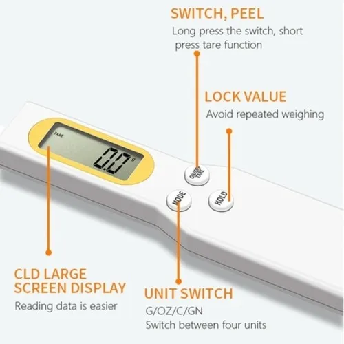 Cuchara Balanza Cocina Digital Precisión Led Pila Incluída Blanco