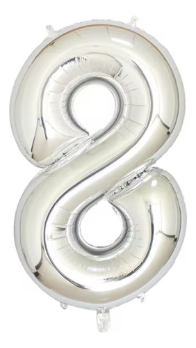 Globo 32 Pulgadas (80 Cm) Plateado Dorado Número X 1 U. Plateado Número 8