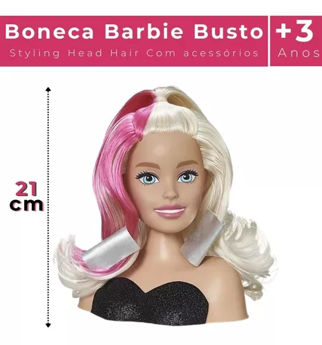 Busto Boneca Barbie Para Pentear E Maquiar Vem Com Maquiagem