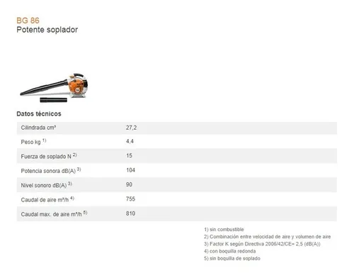 Soplador Potente Stihl Bg 86 Hojas Podas Superficies Grandes