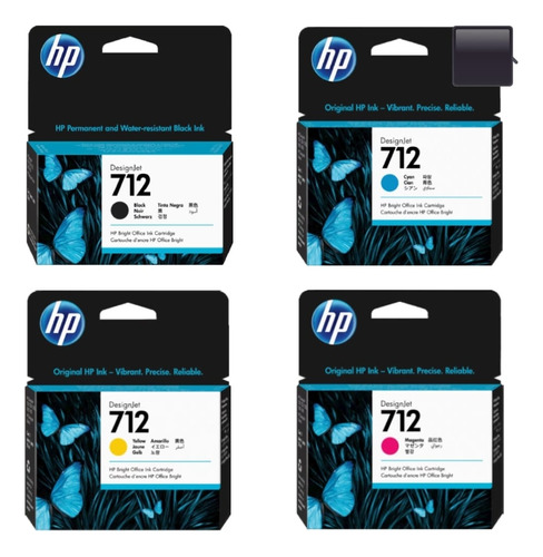 Combo Cartucho De Tinta Hp 712 38ml Negra Y 712 Colores 