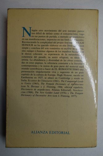 El Romanticismo Hugh Honour Subrayados C209 (Usado)