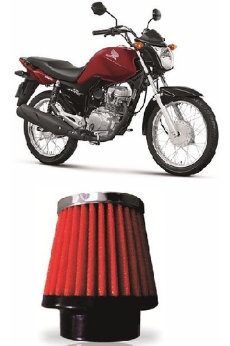 Filtro De Ar Esportivo Vermelho Moto Cg Titan 150c 43mm
