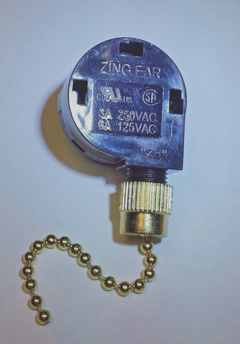 Zing Ear Pull Chain Ventilador Techo Interruptor 3 Laton