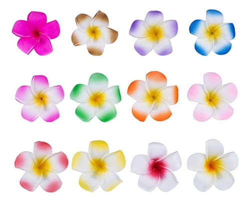 24 Piezas De 2,4 Pulgadas Hawaiano Plumeria Flor Clip Para E