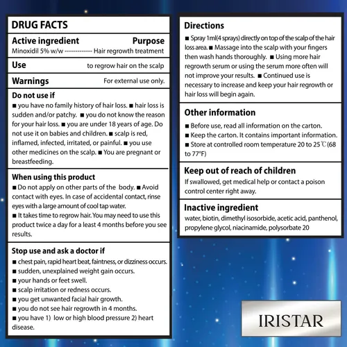 Spray Para El Crecimiento Del Cabello Iristar Minoxidil 5% P