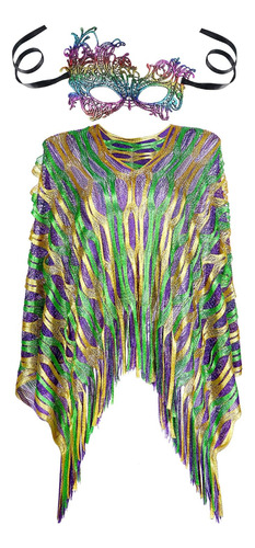 Poncho Mardi Gras Con Mascaras Mardi Gras Para Mascaras Disf