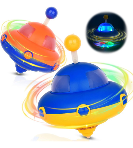 Pack De 2 Peonza Iluminada Para Niños - Flashing Ufo Rotat..