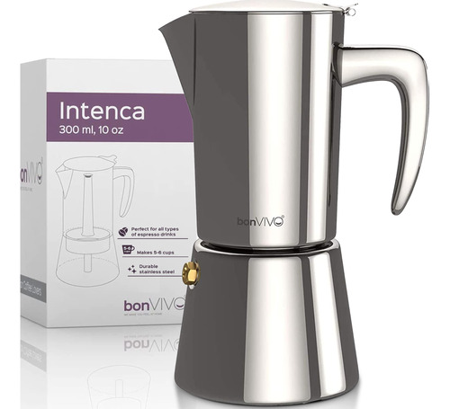 Bonvivo Intenca - Cafetera Italiana De Lujo De Acero Inoxida