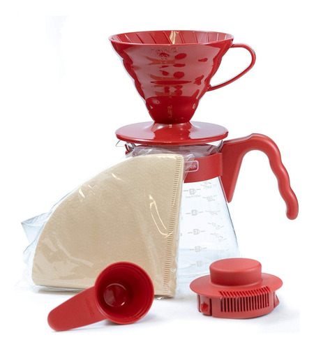 Kit Café Coado Hario V60 02 Com Suporte 40 Filtros E Jarra