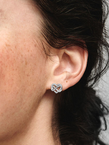 Conjunto Pandora Corazon Infinito Collar + Aretes Con Kit