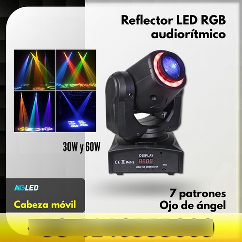 Reflector Led Rgb Robotico Movil 60w 7 Patrones Ojo De Angel