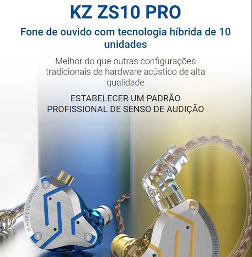 Imagem 5 de 10 de Fone Bluetooth Kz Zs10 Pro Com Microfone Original