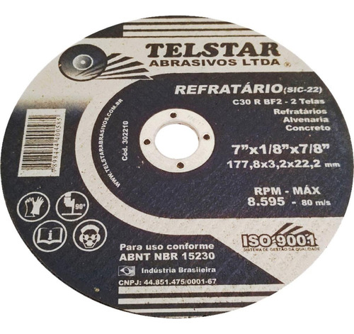 Disco Refratario Telstar  7 X 1/8 X 7/8 2 Telas  302210 - Ki