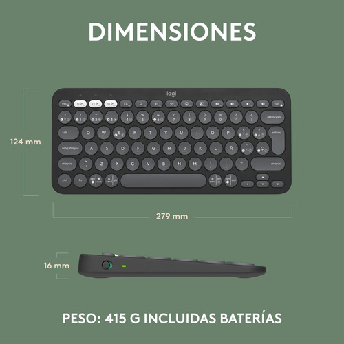 Logitech Pebble Keys 2 K380s Teclado Bt Multi-device Grafito