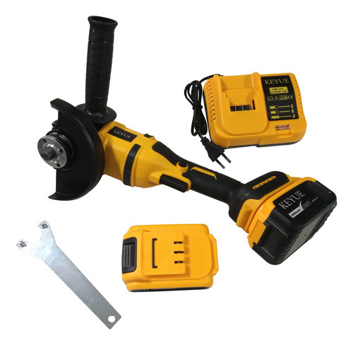 Esmerilhadeira Lixadeira Angular Sem Fio 2 Baterias Portátil Epm Tools Amarelo 108V
