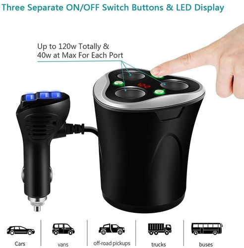 Adaptador De Encendedor De Coche Sk-15 Con Usb Skyocean