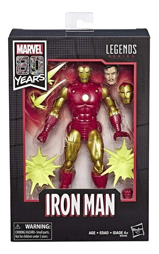 Figura de Iron Man de Marvel Legends de 80 años, camiseta de Iron Man