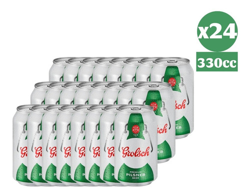 Pack 24x Cerveza Grolsch Lager Lata 330cc Holandesa Premium