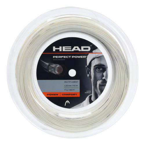 Corda Head Squash Perfect Power 17l 1.25mm Branco 110 Metros