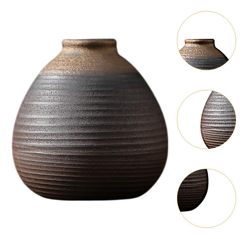 Jarrón De Cerámica Rústica Plantas De 7.8cmx8.3cm