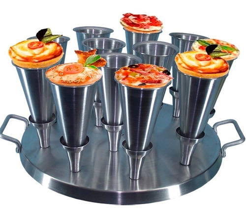 Forma Pizza Cone Alumínio 12 Pizzas 14cm/24 Cones Gastrobel