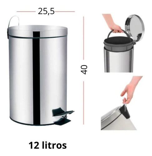 Lixeira 12 Litros Inox Pedal E Balde P/ Cozinha Westing