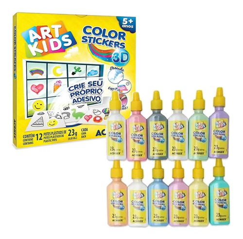 Adesivos 3d Color Stickers Crie Seu Adesivo Kit 12 Cores Cor Cores na Descrição
