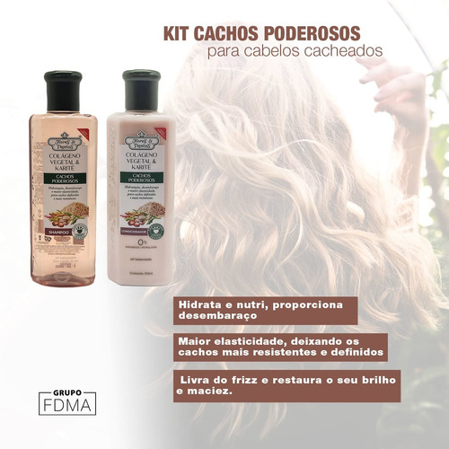 Cachos Poderosos Combo Shampoo +máscara+cond Flores&vegetais