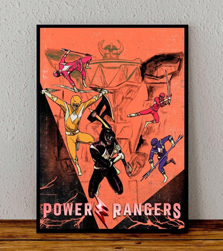 Cuadro 33x48 Poster Enmarcado Power Rangers Serie