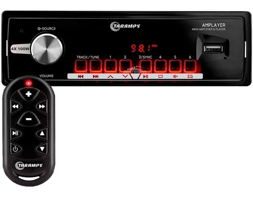 Reproductor de radio MP3 Taramps Amplayer Bluetooth USB, 4 x 100 W, 400 W