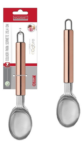 Colher Para Sorvete Inox Com Cabo Cobre 20cm