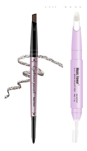 Lápiz De Cejas - Pluma Negra De Doble Punta Para Cejas Y Láp