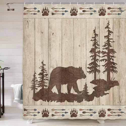 Set De Cortinas De Ducha De Oso Para Baño, Con Diseño De Os