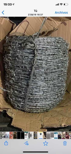 Alambre De Púas Galvanizado Tipo Ganadero Calibre 15. Rollo