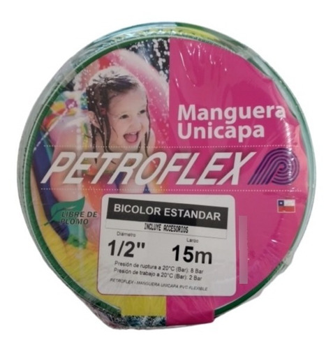 Manguera Bicolor Estriada 1/2 Pulgada 15 Mts Con Accesorios