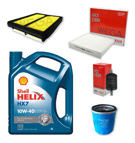 Kit 4 Filtros + 4l Aceite Shell 10w40 Nissan Kicks 1,6 Wega