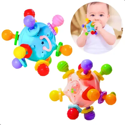 Bola Brinquedo Bebê Chocalho Sensorial Mordedor Massageador Colorido Bolinha/estrela
