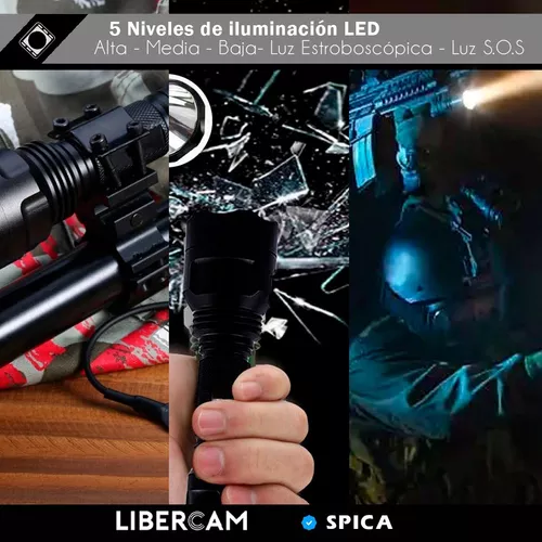 Linterna Tactica Led Militar Spica X40 Bateria Recargable Color de