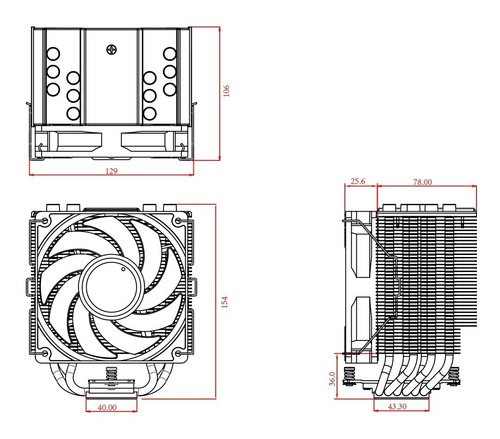 Imagen 6 de 10 de Cooler Cpu Id-cooling Se-226-xt Argb 250 W Tdp ! Amd E Intel